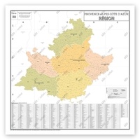 Geo reflet Editions - Carte Administrative de la Région Provence-Alpes-Côte d'Azur - Poster Plastifié 120x120cm.