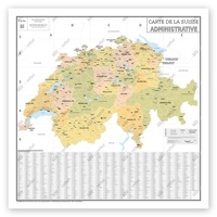 Geo reflet Editions - Carte Administrative de la Suisse - Poster Plastifié 120x120cm.