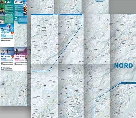 Carte des pistes des montagnes du Jura. Raquette, ski de fond & ski de rando - 1/50 000