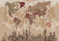 CARTOTHEQUE EGG - Carte du monde avec monuments 100 cm x 70 cm