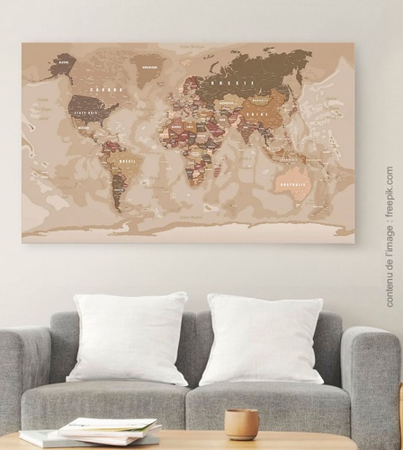 Carte du monde moderne 100 cm x 60 cm