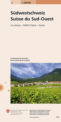  Bundesamt für landestopographi - Carte nationale de la Suisse n°3 - Suisse Sud-Ouest 1: 200 000.