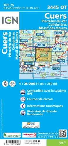 Cuers, Pierrefeu-du-Var, Collobrières, Massif des Maures. 1/25 000