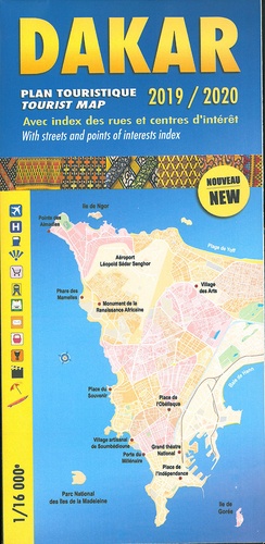 Dakar, plan touristique avec index des rues et centres d'intrêts. 1/16 000  Edition 2019-2020