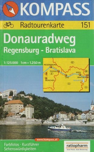  Kompass - Donauradweg Regensburg-Brastislava - 1/125 000.