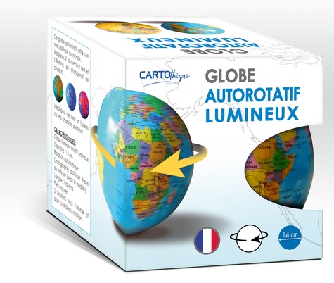 Globe 14 cm bleu autorotatif lumineux