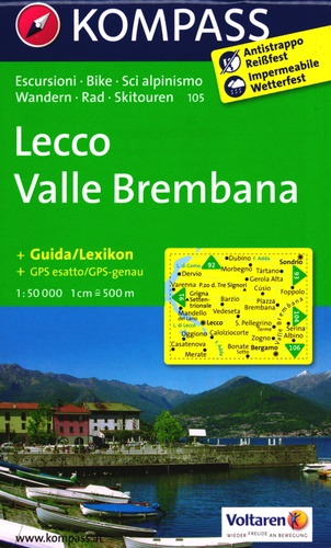  Kompass - Lecco Valle Brembana - 1/50 000, avec un guide.