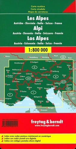Les Alpes. 1/800 000, Autriche - Slovénie - Italie - Suisse - France