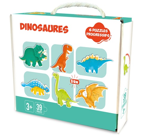 Puzzle Dinosaures 6 en 1. 39 pieces