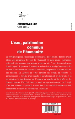 Les Cahiers Alternative Sud N°4/2001 : L'Eau, Patrimoine Commun De L'Humanite