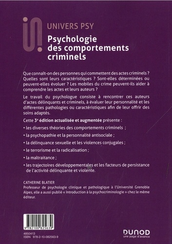 Psychologie des comportements criminels. Evaluation et prévention 3e édition revue et augmentée