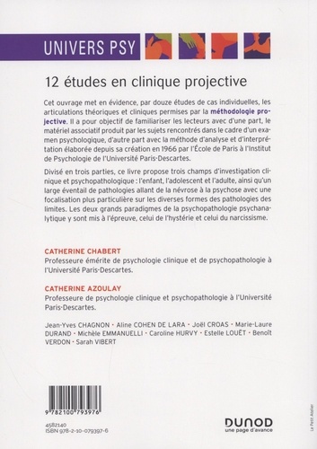 12 études en clinique projective. Approche psychanalytique 2e édition