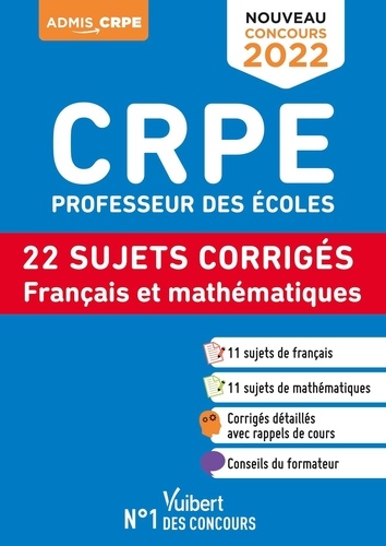 Catherine Dolignier et Eric Greff - CRPE Professeur des écoles - 22 sujets corrigés Français et mathématiques.