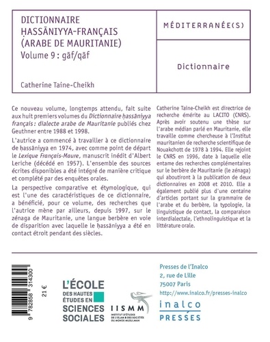 Dictionnaire Hassaniyya-Français (arabe de Mauritanie). Volume 9 : Gaf/Qaf