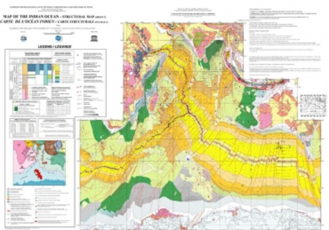  CCGM - Carte de l'océan Indien physiographique (feuille 1) et structurale (feuille 2) - 1/40 000 000.