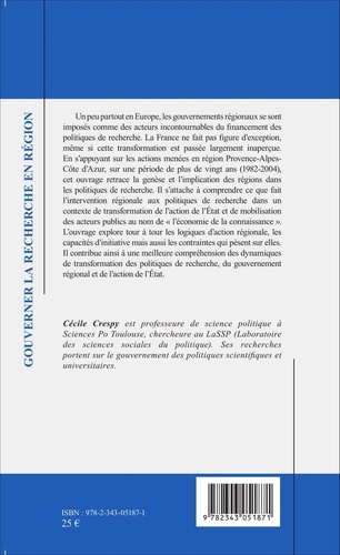 Gouverner la recherche en région. Les politiques régionales de recherche en Provence-Alpes-Côte d'Azur