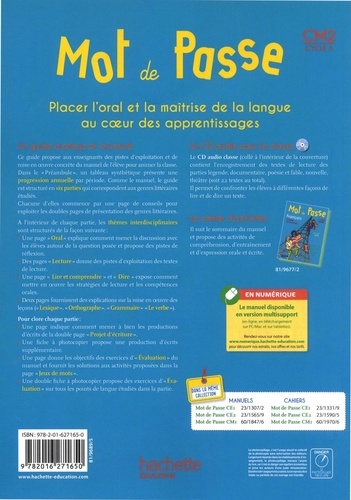 Français CM2 Cycle 3 Mot de Passe. Guide pédagogique  Edition 2018 -  avec 1 CD audio