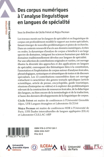 Des corpus numériques à l'analyse linguistique en langues de spécialité