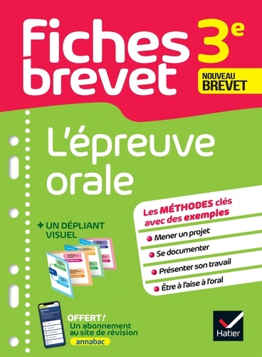 Fiches brevet - L'épreuve orale 3e Brevet 2025. tout l'épreuve en fiches de révision détachables