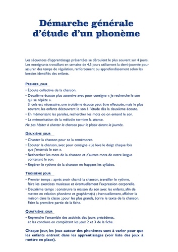 30 phonèmes en 30 chansons. GS-CP. Fiches à photocopier  avec 1 CD audio