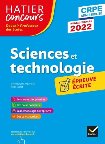 Sciences et technologie. Epreuve écrite d'application CRPE  Edition 2022