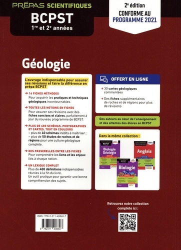 Mémento Géologie BCPST 1re et 2e années. Fiches méthodes, résumés de notions, schémas de synthèse  Edition 2021