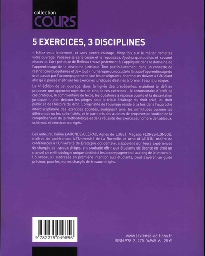 Méthodologie des exercices juridiques. 5 exercices, 3 disciplines 4e édition