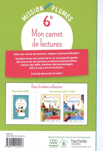 Mon Carnet de lectures 6e - Cahier élève - Ed. 2023 - 30- Grand