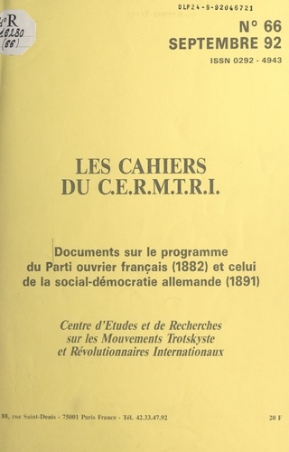 Documents sur le programme du Parti ouvrier français, 1882, et celui de la social-démocratie allemande, 1891