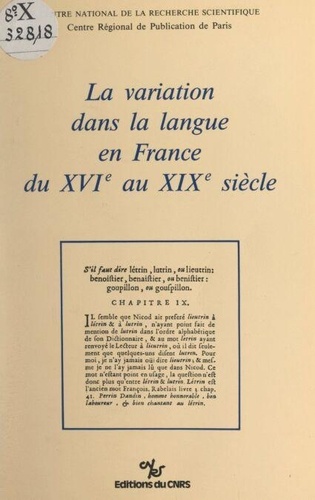La Variation Dans La Langue En France Du Xvie Siecle Au Xixe Siecle Pdf Theisteplaravorlo7