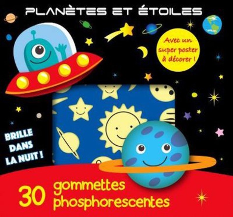  Cerf-Volant - Planètes et étoiles - 30 gommettes phosphorescentes.