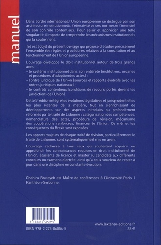 Droit institutionnel de l'Union Européenne 5e édition