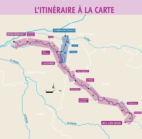 Les rives de l'Indre à vélo. Indre-et-Loire & Indre au fil de l'eau