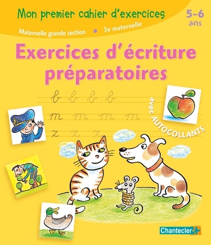 Exercices d'écriture préparatoires Maternelle GS. Avec autocollants