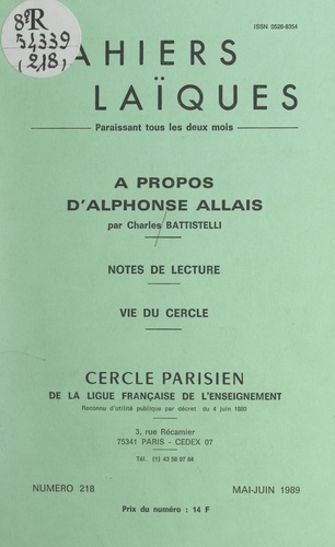 À propos d'Alphonse Allais. Notes de lecture. Vie du Cercle