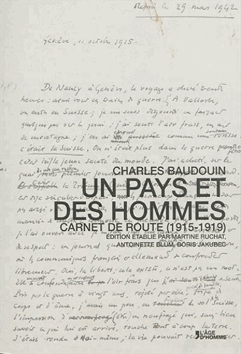 Charles Baudoin - Un pays et des hommes - Carnet de route (1915-1919).