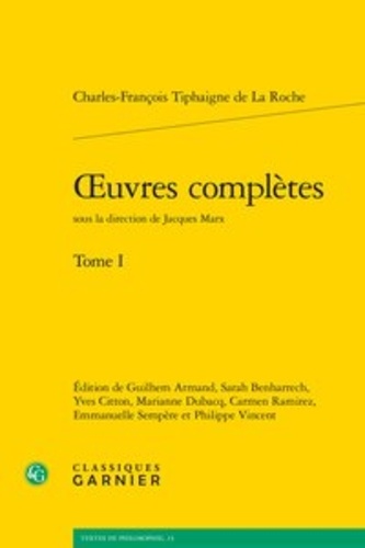 Oeuvres complètes. Tome I