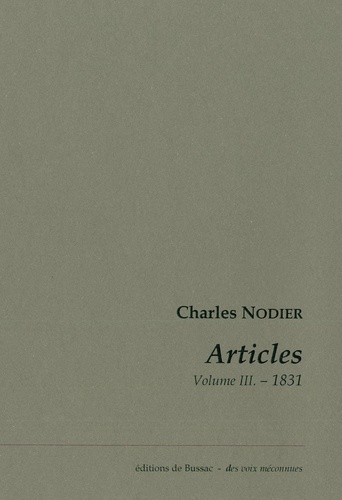 Articles. Volume 3, 1831