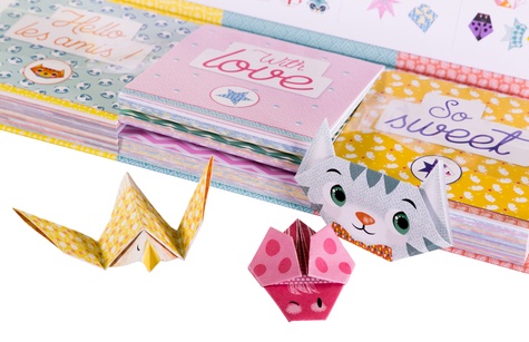 Funny origamis !. 3 blocs, près de 1000 papiers à origamis & des modèles trop mignons ! Hello les amis ; With love ; So sweet