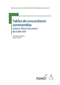 Charlotte Aughuet et Katrijn Boone - Tables de concordance commentées - Livre 2, Titre 3 et Livre 4 du Code civil.