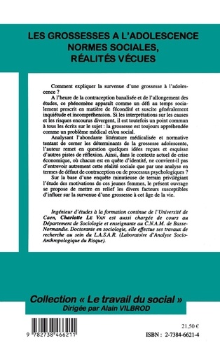 Les grossesses à l'adolescence. Normes sociales, réalités vécues