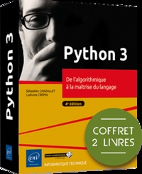  Chazallet/crepin - Python 3 - coffret de 2 livres : de l'algorithmique a la maitrise du langage (4e edition).