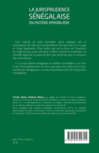 La jurisprudence sénégalaise en matière immobilière. Deuxième édition