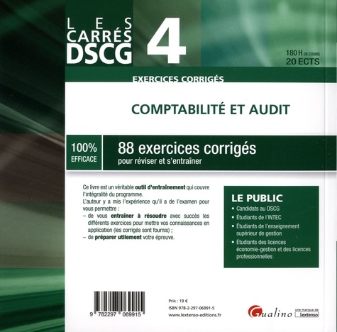 Comptabilité et audit DSCG 4. 88 exercices corrigés pour réviser et s'entraînter  Edition 2018-2019