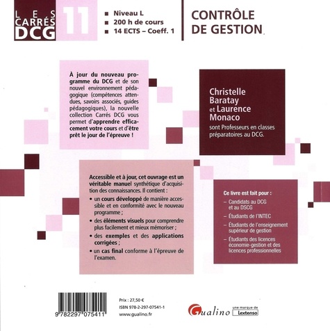 Contrôle de gestion DCG 11. Cours et applications corrigées  Edition 2019-2020