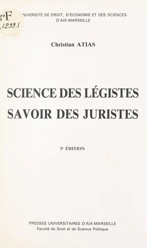 Science des légistes, savoir des juristes