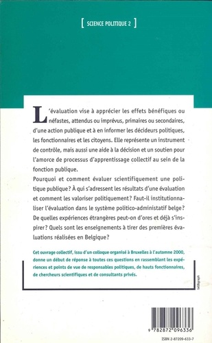 Evaluer les politiques publiques. Regards croisés sur la Belgique