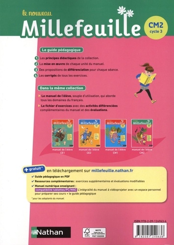 Français CM2 Cycle 3 Le nouveau Millefeuille. Guide pédagogique  Edition 2019