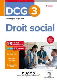 Christine Alglave et Magali Lafont - DCG 3 Droit social - Fiches de révision - 2022/2023.