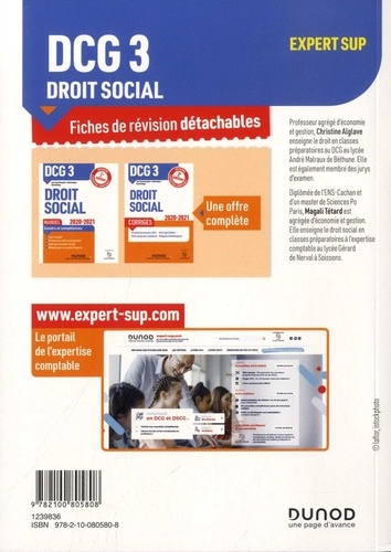 DCG 3 Droit social. Fiches de révision  Edition 2020-2021